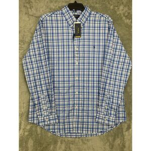 NWT Polo‎ Ralph Lauren Shirt Blue Plaid Classic Fit Performance XXL Button Up